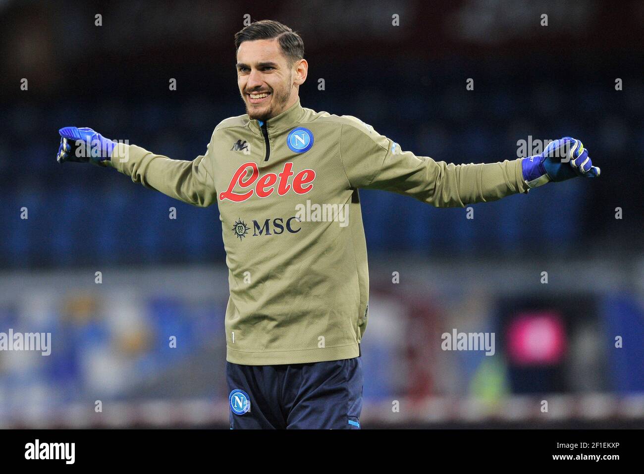 Alex Meret Spieler von Neapel, während der italienischen Cup-Spiel zwischen Napoli gegen Empoli Endergebnis 3-2, Spiel im Diego Armando Maradona Stadion gespielt Stockfoto