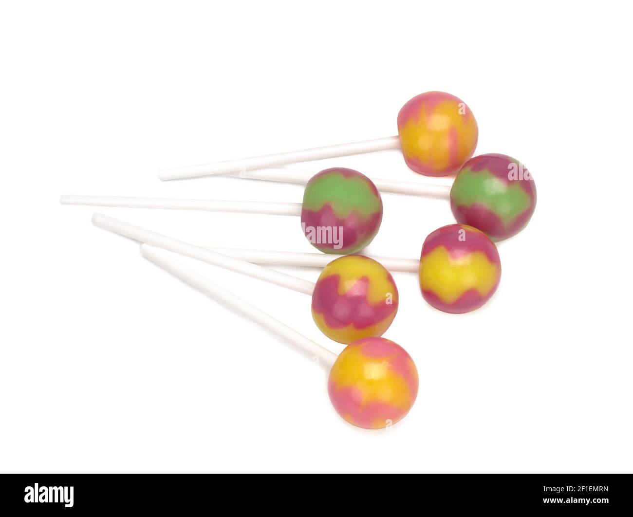 lollipop, bunte Lollipops isoliert auf weißem Hintergrund Stockfoto