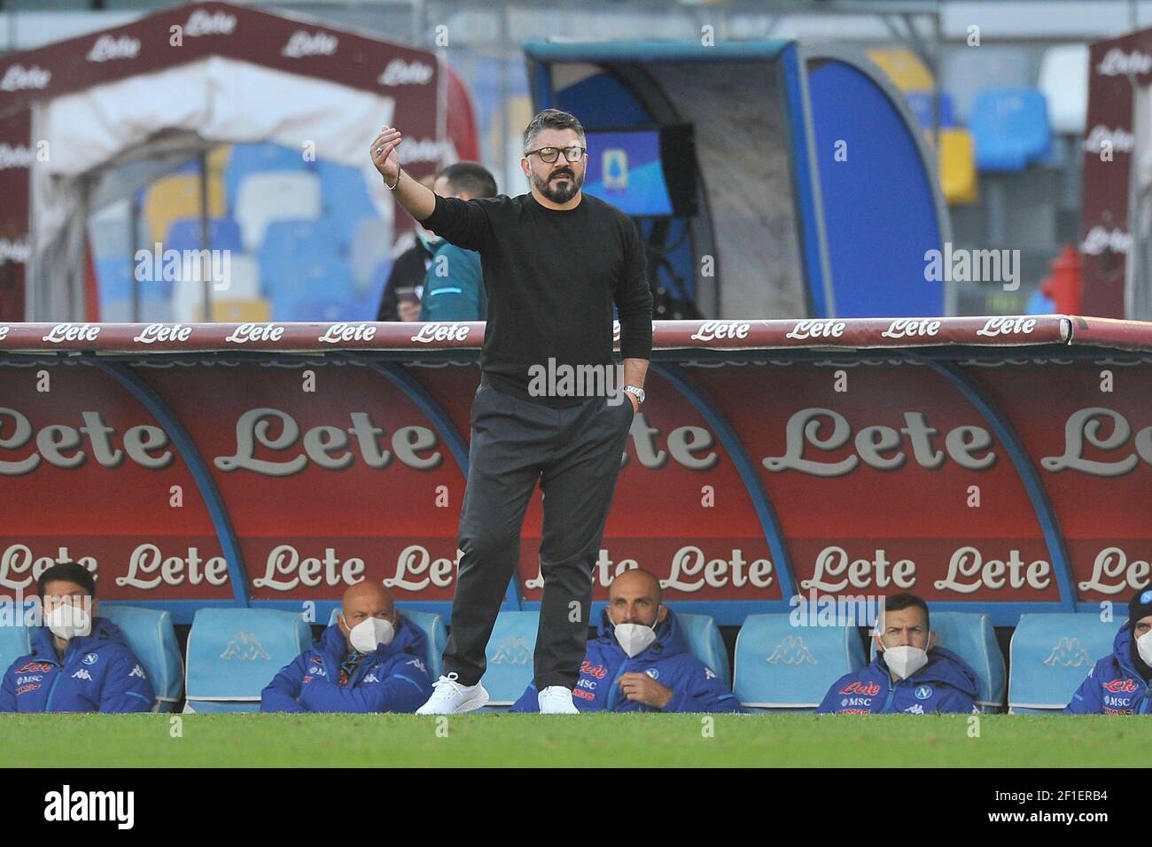 Gennaro Gattuso Trainer von Neapel, während des Spiels der italienischen Fußball-Liga zwischen Napoli gegen Sampdoria Endergebnis 2-1, Spiel bei der die gespielt Stockfoto