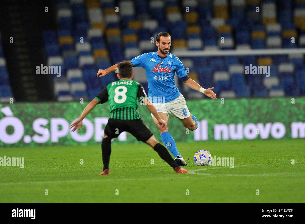 Fabian Ruiz Spieler von Neapel, während der SerieA Fußballmeisterschaft Spiel zwischen Napoli gegen Sassuolo Endergebnis 0-2, Spiel im San Paolo gespielt Stockfoto