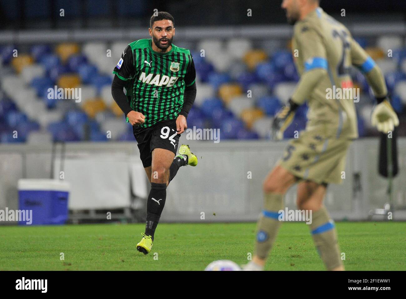 Gregoire Defrel Spieler von Sassuolo während der SerieA Fußballmeisterschaft Spiel zwischen Napoli gegen Sassuolo Endergebnis 0-2, Spiel in der San gespielt Stockfoto