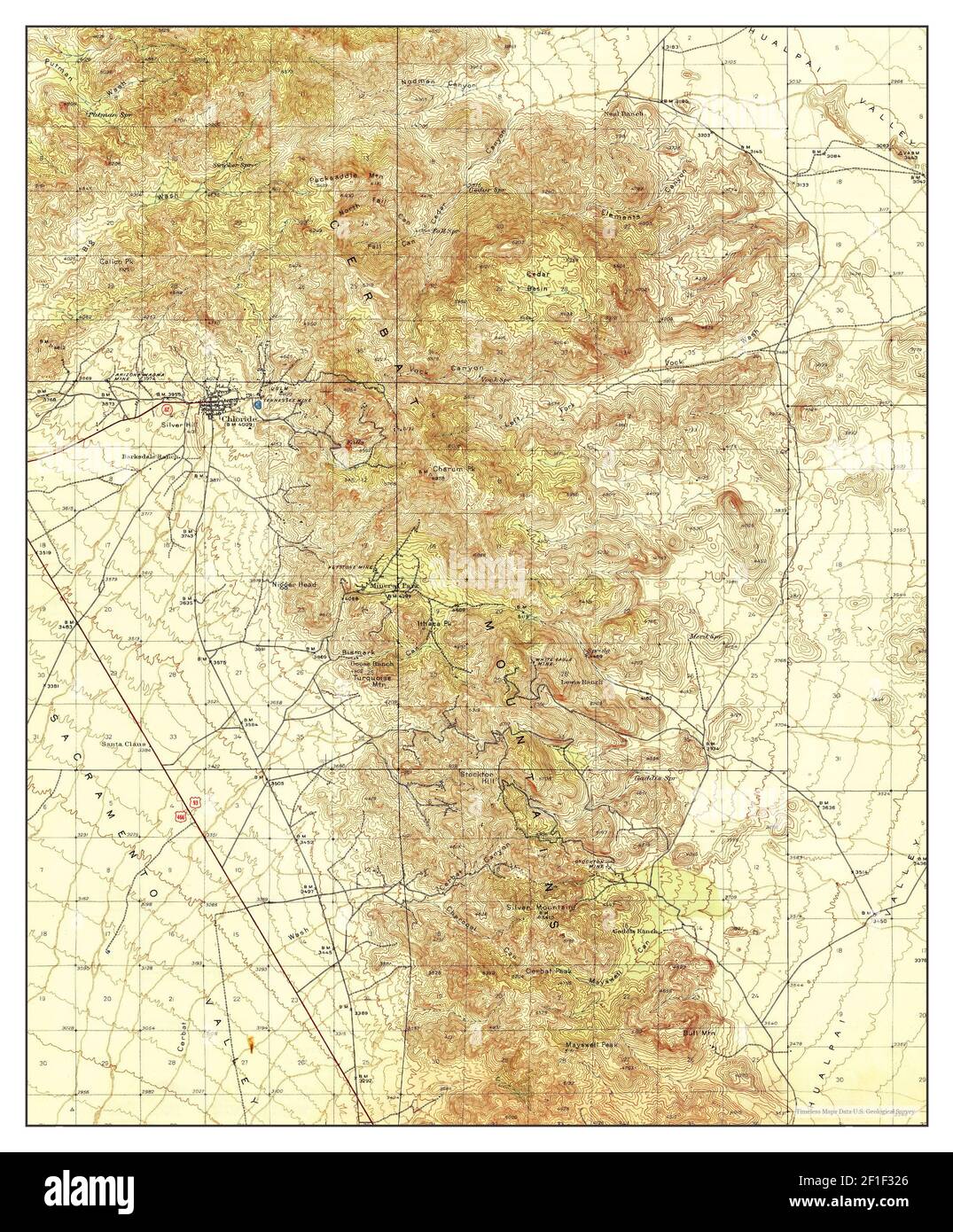 Chloride, Arizona, Karte 1944, 1:62500, Vereinigte Staaten von Amerika von Timeless Maps, Daten U.S. Geological Survey Stockfoto
