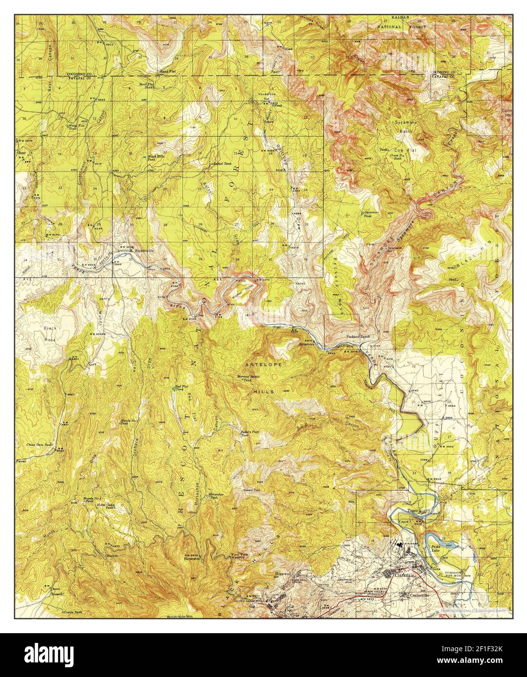 Clarkdale, Arizona, Karte 1948, 1:62500, Vereinigte Staaten von Amerika von Timeless Maps, Daten U.S. Geological Survey Stockfoto