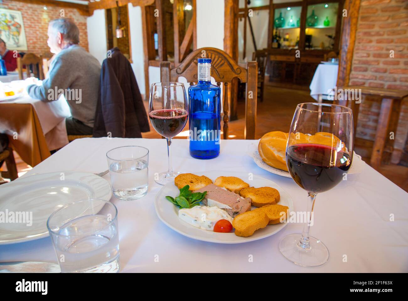 Vorspeisen in einem Restaurant. Navalcarnero, Spanien. Stockfoto