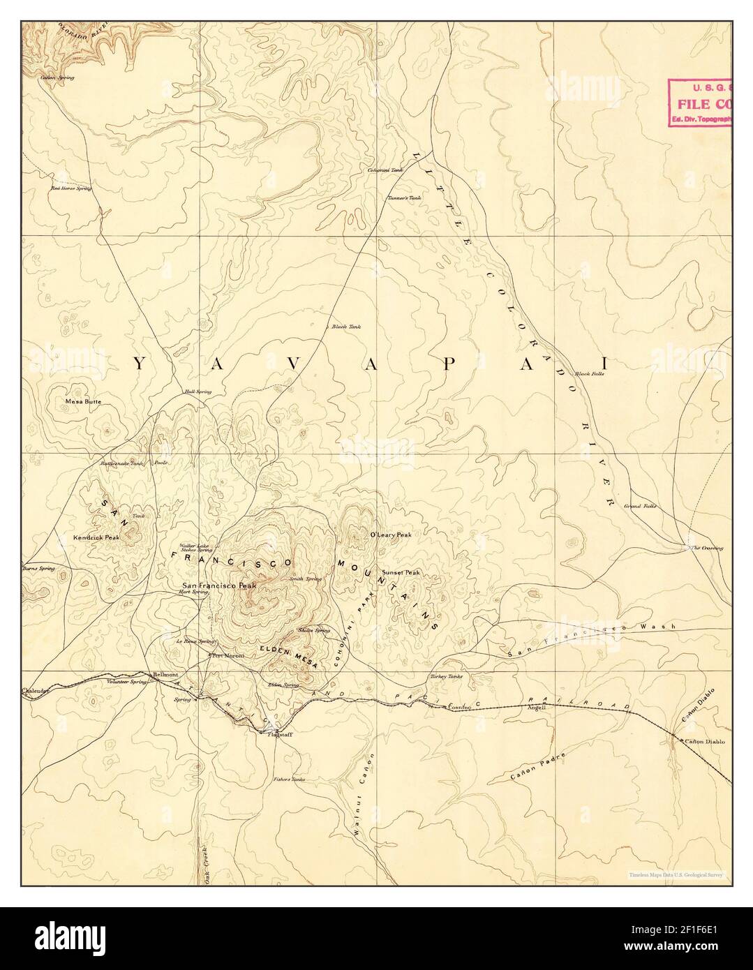 San Francisco Mtns, Arizona, Karte 1886, 1:250000, Vereinigte Staaten von Amerika von Timeless Maps, Daten U.S. Geological Survey Stockfoto