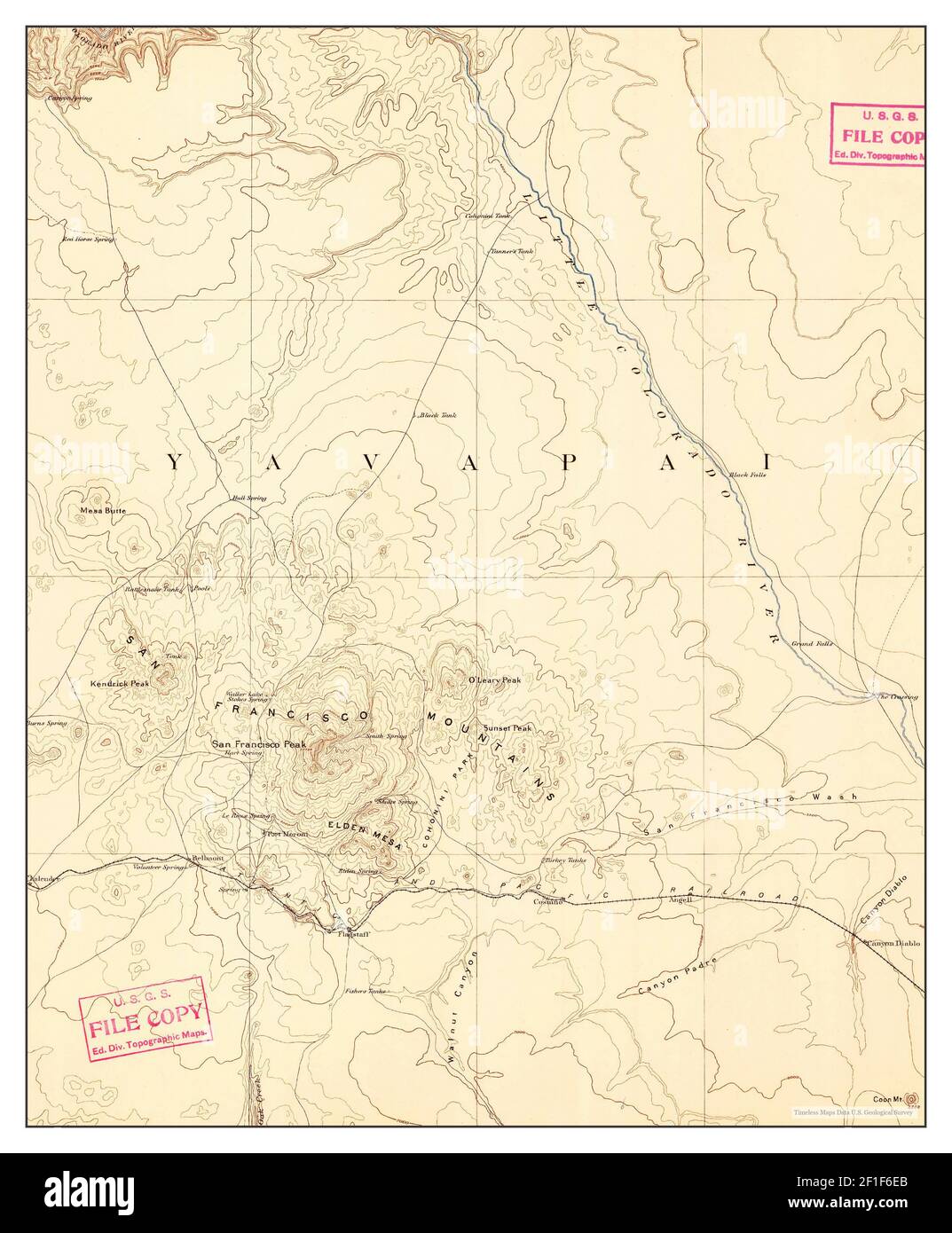 San Francisco Mtns, Arizona, Karte 1894, 1:250000, Vereinigte Staaten von Amerika von Timeless Maps, Daten U.S. Geological Survey Stockfoto