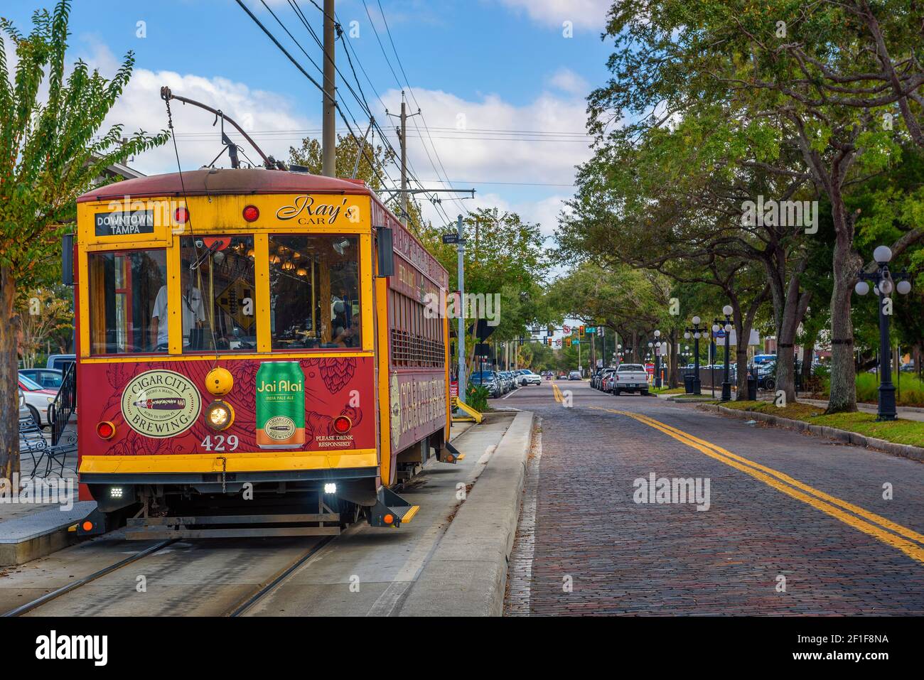 TECO Line Straßenbahn von Tampa Bay zum historischen Ybor City Stockfoto
