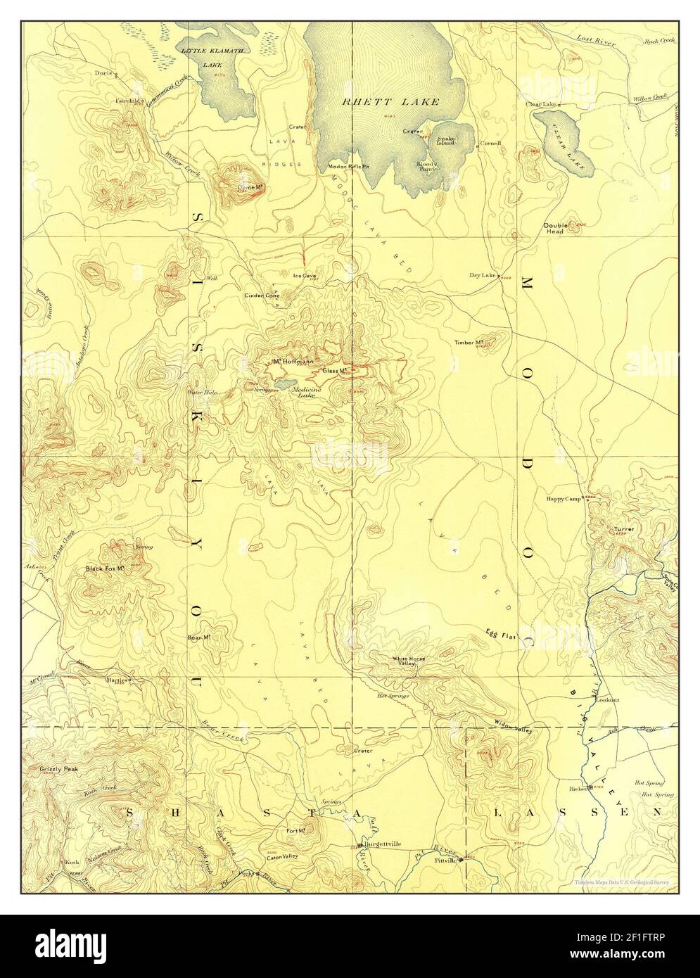 Modoc Lava Bed, California, Karte 1886, 1:250000, Vereinigte Staaten von Amerika von Timeless Maps, Daten U.S. Geological Survey Stockfoto