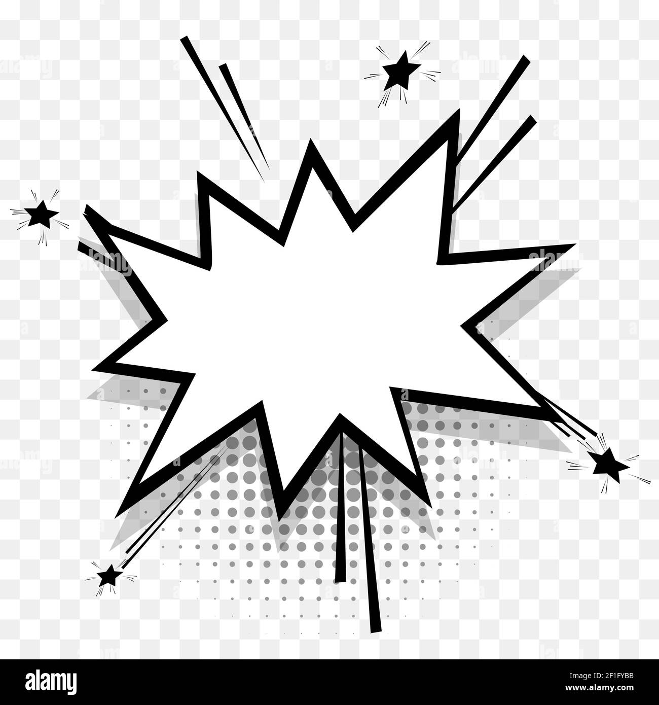 Comics Sprechblase für Text Pop Art Design. Weiße leere Dialogwolke für Halbtonschatten von Textnachrichten. Comics Skizze Explosion Stern Splash Comic boo Stock Vektor