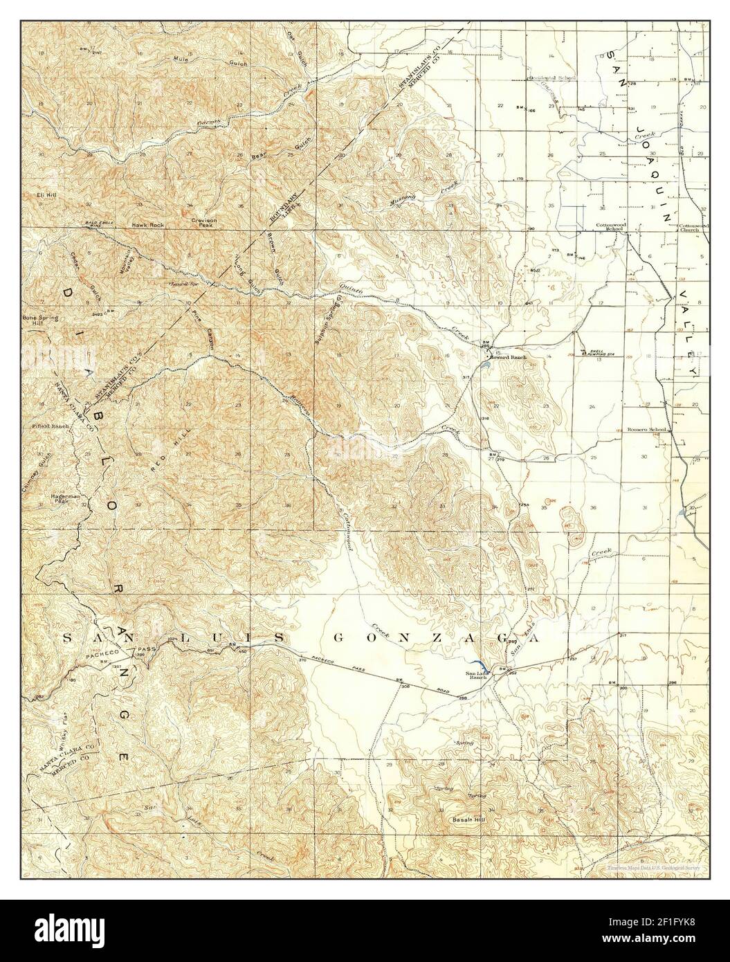 Pacheco Pass, California, Karte 1920, 1:62500, Vereinigte Staaten von Amerika von Timeless Maps, Daten U.S. Geological Survey Stockfoto