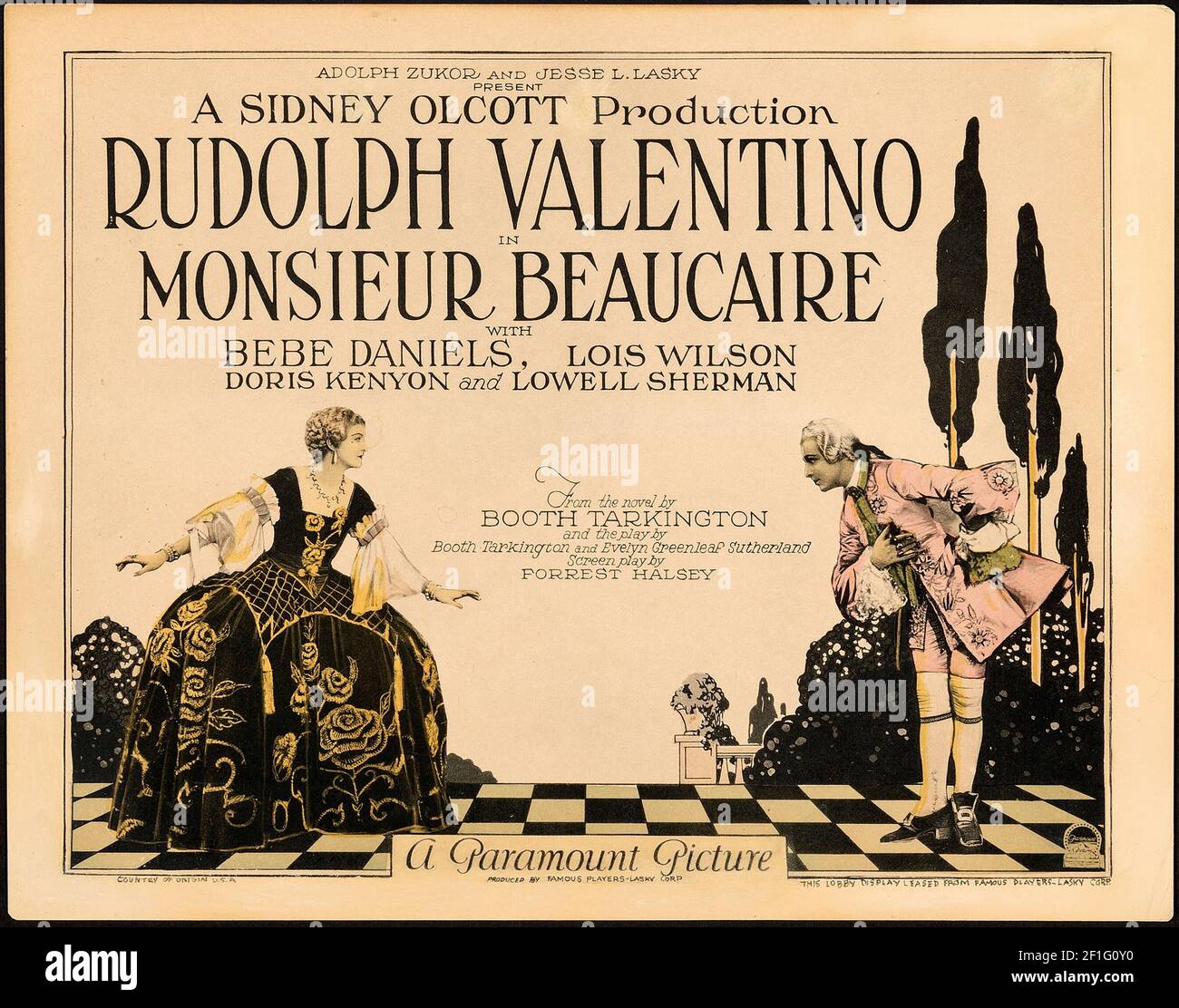 Rudolph Valentino – Monsieur Beaucaire. Klassisches Filmplakat, alt und vintage. 1924. Stockfoto