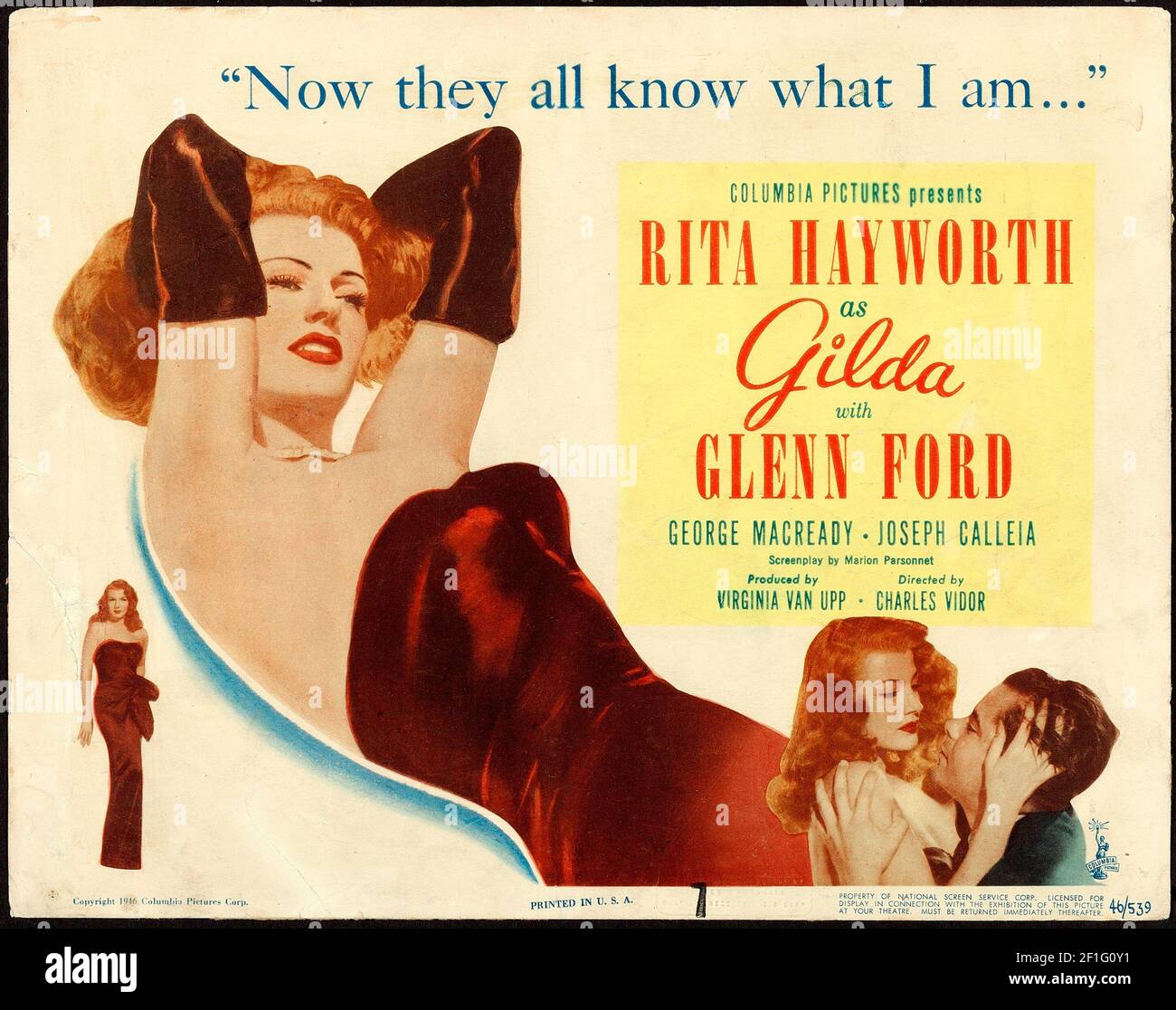 Gilda, 1946. Klassisches Filmplakat, alt und vintage. Stockfoto