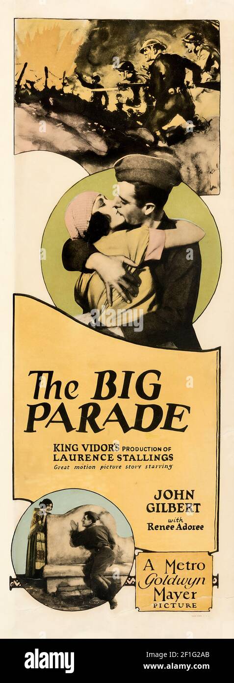Filmplakat: The Big Parade ist ein US-amerikanischer Stummfilmfilm aus dem Jahr 1925 unter der Regie von King Vidor mit John Gilbert, Renée Adorée, Hobart Bosworth... Stockfoto