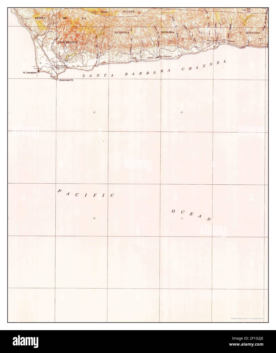 PT Conception, California, Karte 1942, 1:62500, Vereinigte Staaten von Amerika von Timeless Maps, Daten U.S. Geological Survey Stockfoto