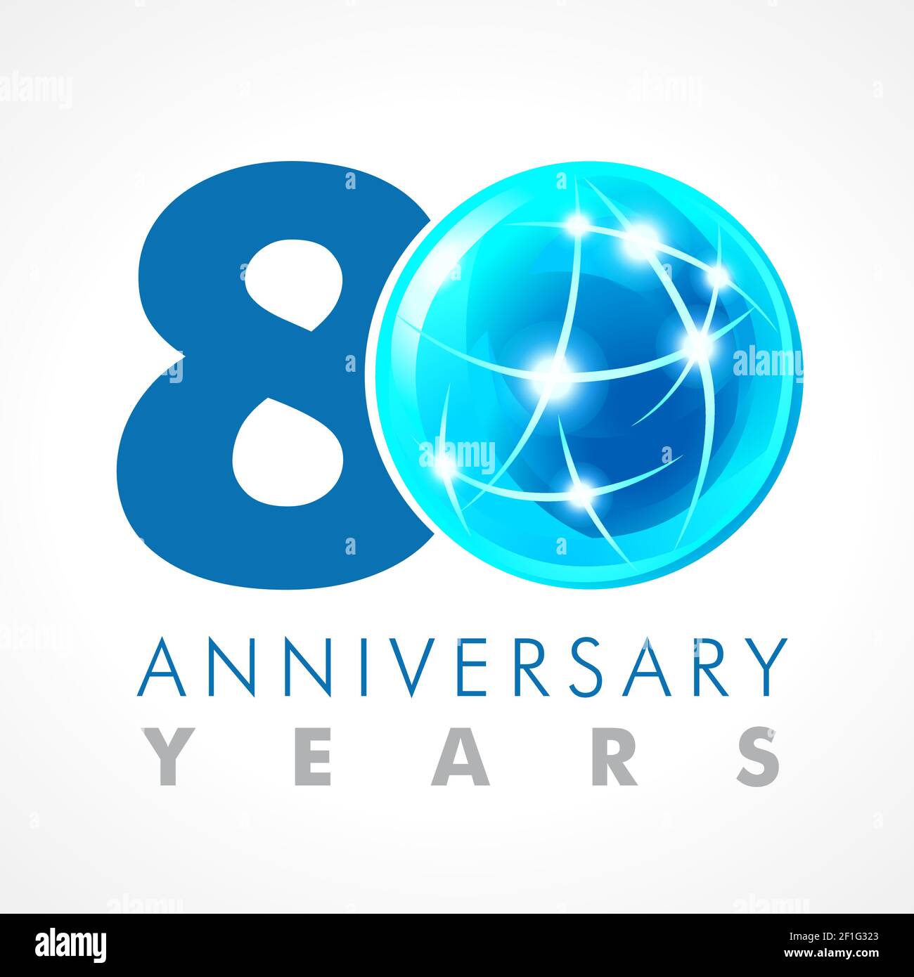 80th Jahreszahlen. 80 Jahre altes Logo. Helle Gratzen. Isolierte abstrakte Grafik-Design-Vorlage. Creative 0 Zeichen, 3D Stellen. Bis zu 80 perc Stock Vektor