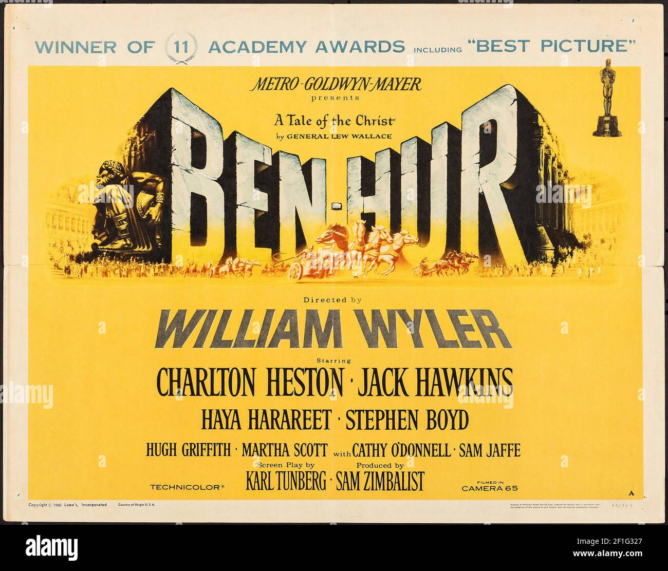Ben Hur, William Wyler, Charlton Heston, Jack Hawkins. Vintage Movie Poster, klassischer Stil. 1959. Stockfoto