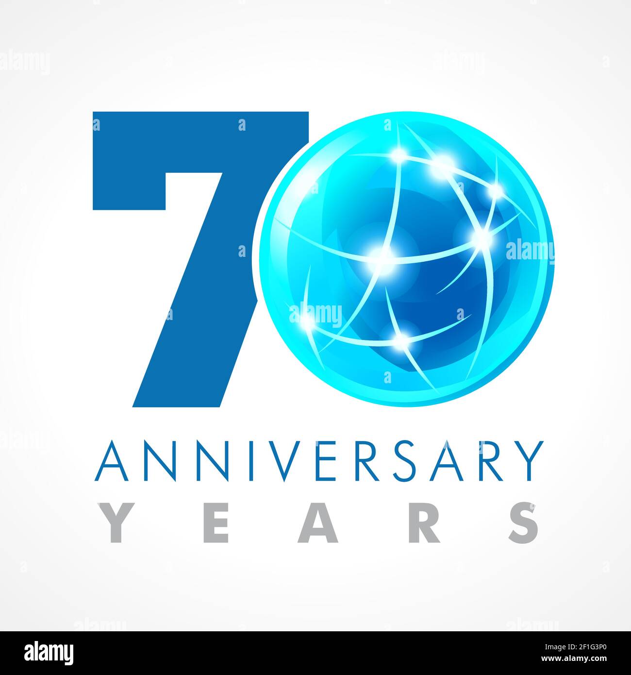 70th Jahreszahlen. 70 Jahre altes Logo. Helle Gratzen. Isolierte abstrakte Grafik-Design-Vorlage. Creative 0 Zeichen, 3D Stellen. Bis zu 70 perc Stock Vektor