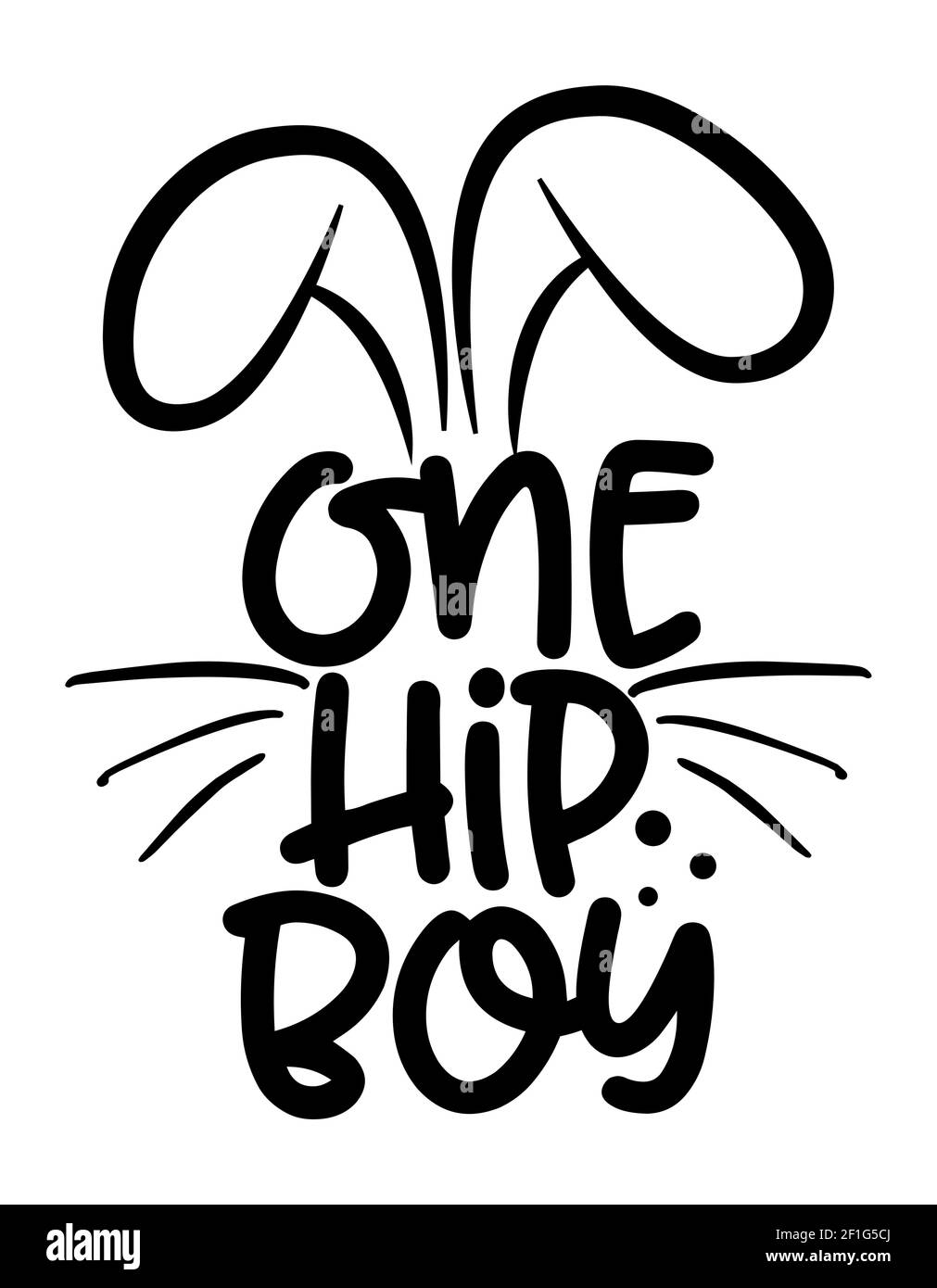 One Hip Boy - Lettering Poster mit Text für selbst Quarantäne Ostern. Niedliches handgezeichnetes Kaninchen für ostereiersuche. 2021 Ostern abgesagt. Stock Vektor