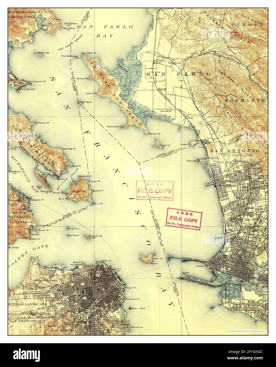 San Francisco, California, Karte 1899, 1:62500, Vereinigte Staaten von Amerika von Timeless Maps, Daten U.S. Geological Survey Stockfoto