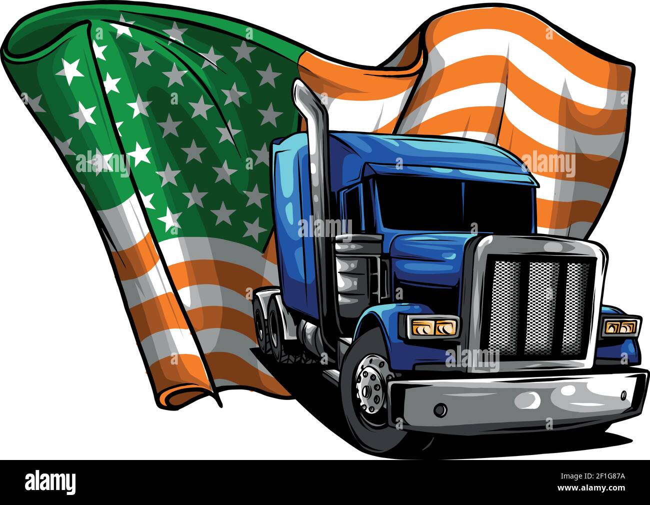 Classic American Truck. Vector Illustration mit American Flag Stock Vektor