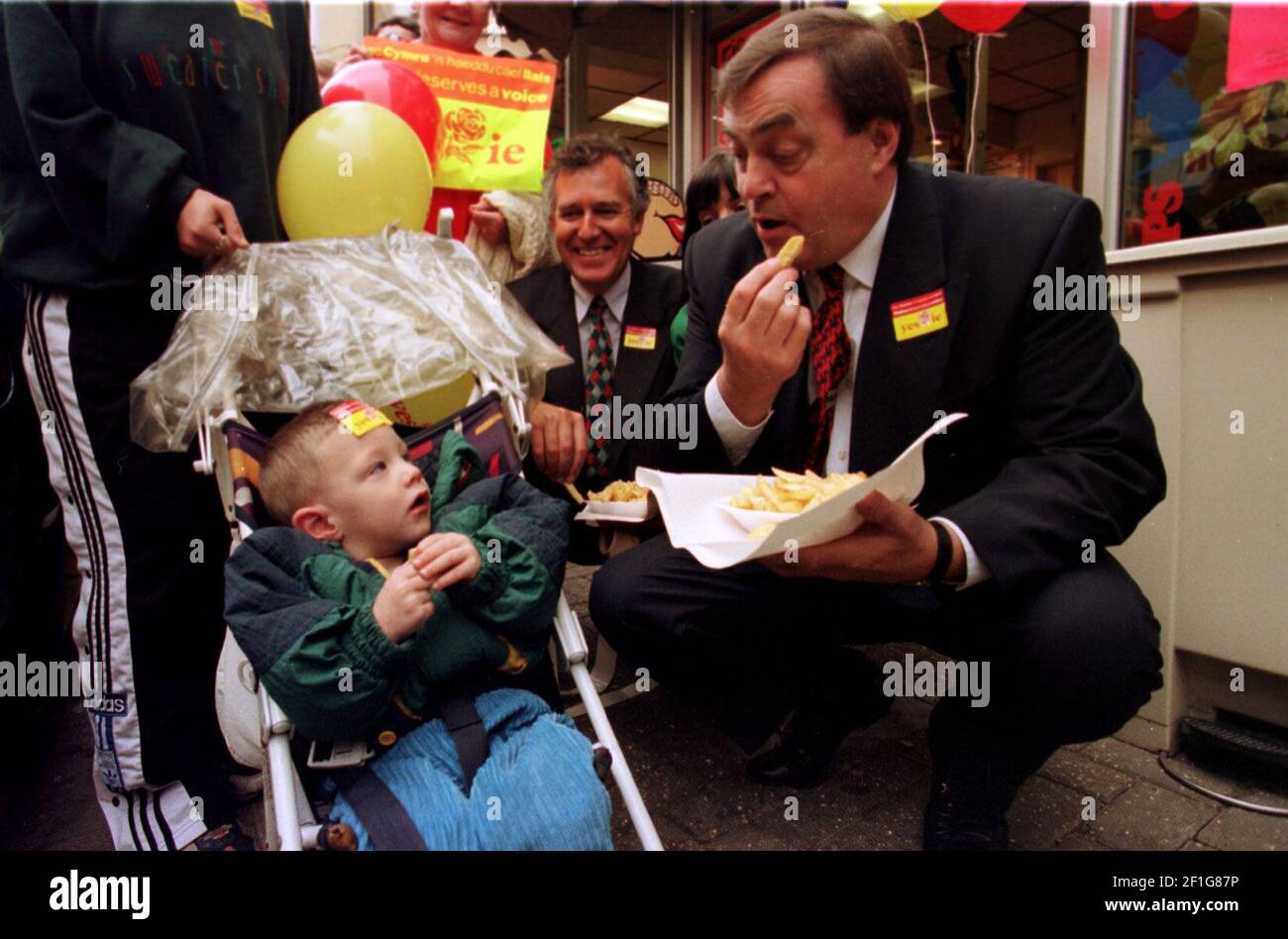 John Prescott MP Stellvertretender Premierminister, der für das Ja kämpft Stimmen Sie für Welsh Devolution in Newport South Wales Stockfoto