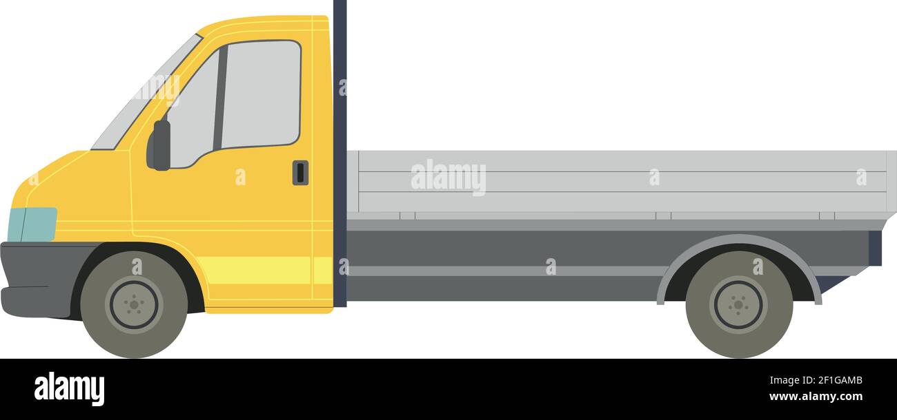Großer gelber Lastenwagen auf weißem Hintergrund - Vektor Abbildung Stock Vektor