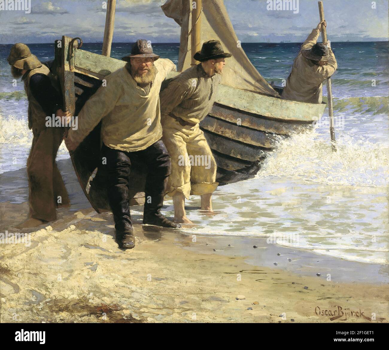 Oscar Björck - das Boot starten. Skagen Stockfoto