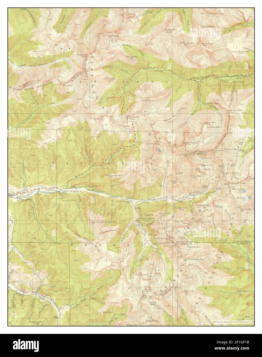 Montezuma, Colorado, Karte 1933, 1:62500, Vereinigte Staaten von Amerika von Timeless Maps, Daten U.S. Geological Survey Stockfoto