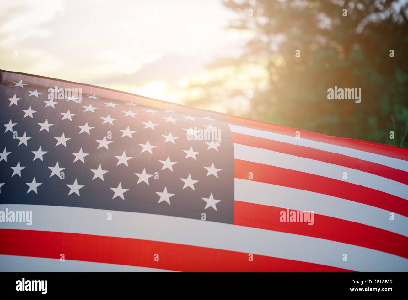 Veterans Day Flagge der Vereinigten Staaten von Amerika. Tag der Unabhängigkeit der Tag der Annahme der US-Deklaration von Unabhängigen. Stockfoto