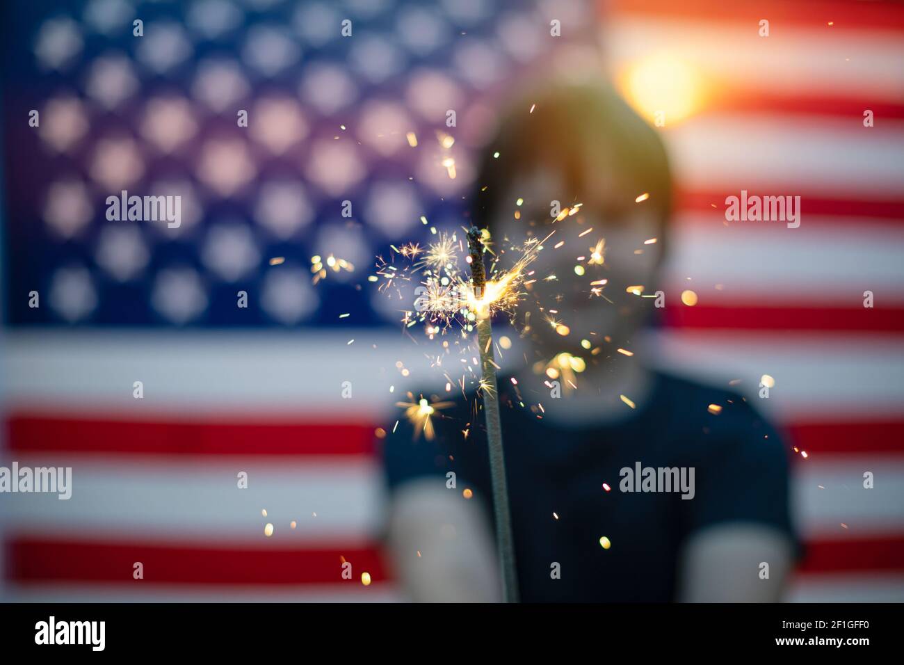 Veterans Day Flagge der Vereinigten Staaten von Amerika. Tag der Unabhängigkeit der Tag der Annahme der US-Deklaration von Unabhängigen. Stockfoto