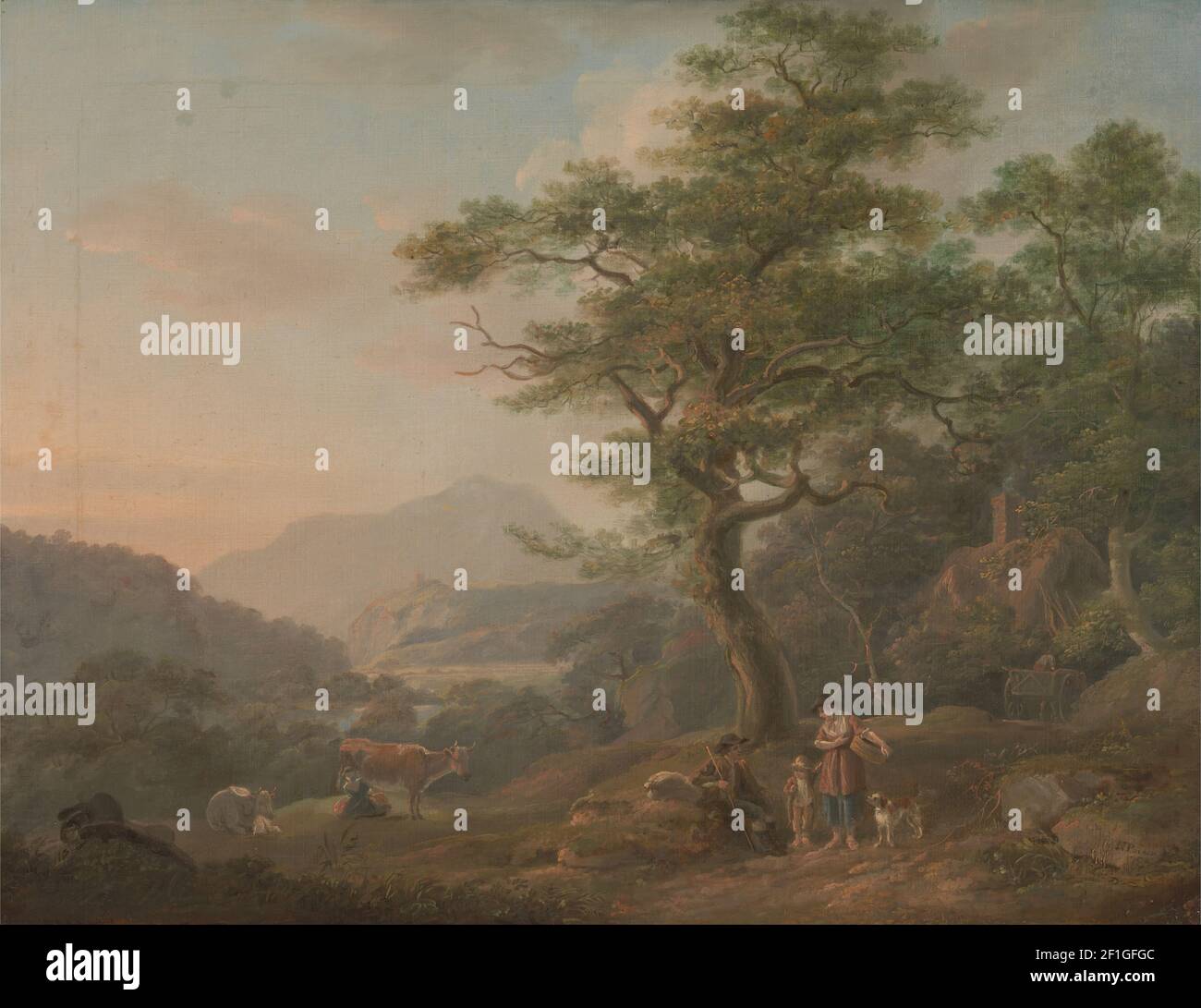 Nicholas Pocock - EINE Landschaft mit Figuren Stockfoto