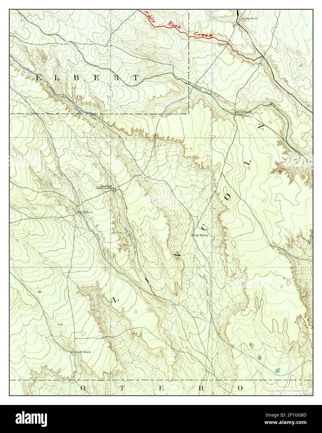 Sanborn, Colorado, Karte 1889, 1:125000, Vereinigte Staaten von Amerika von Timeless Maps, Daten U.S. Geological Survey Stockfoto