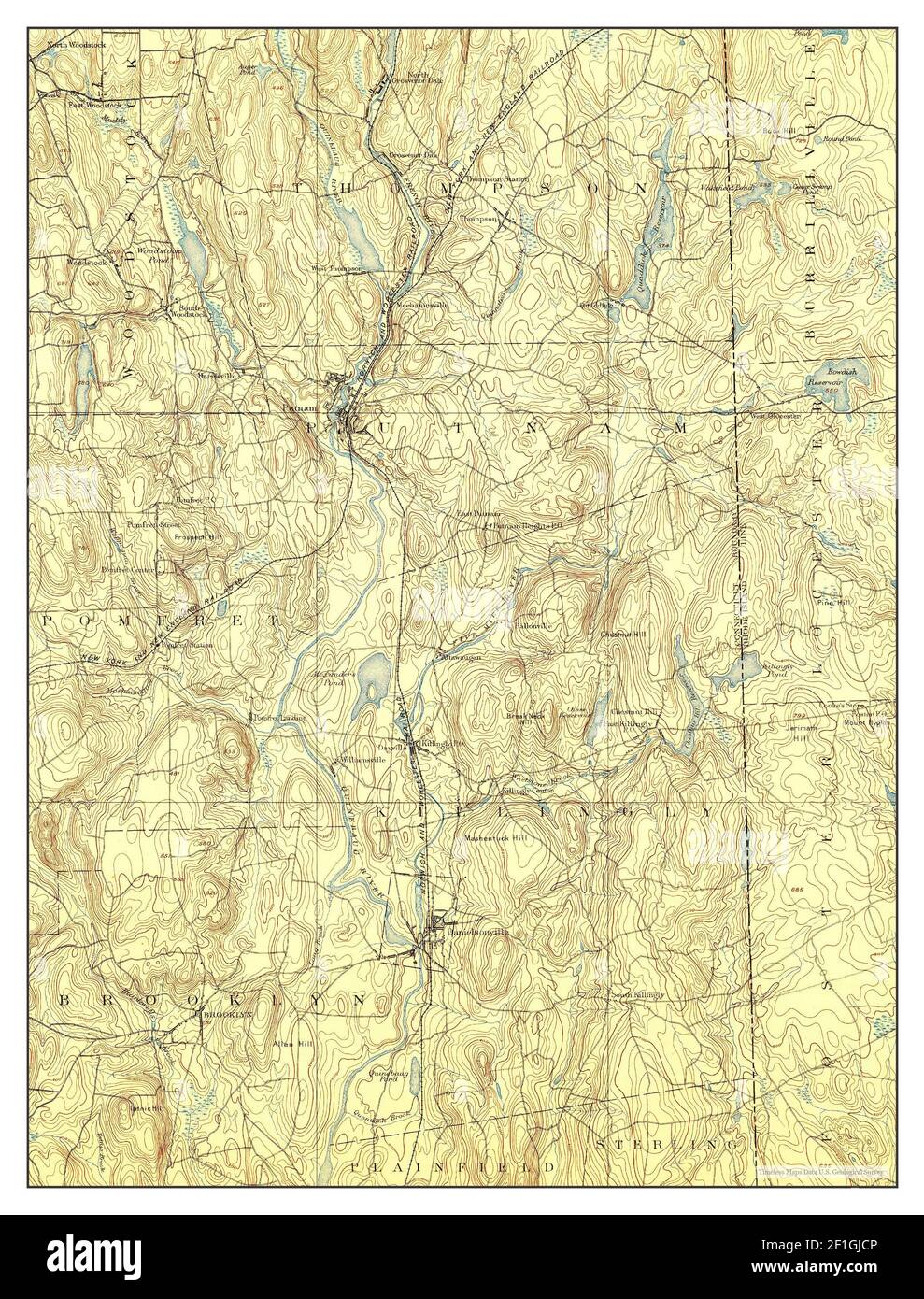 Putnam, Connecticut, Karte 1889, 1:62500, Vereinigte Staaten von Amerika von Timeless Maps, Daten U.S. Geological Survey Stockfoto