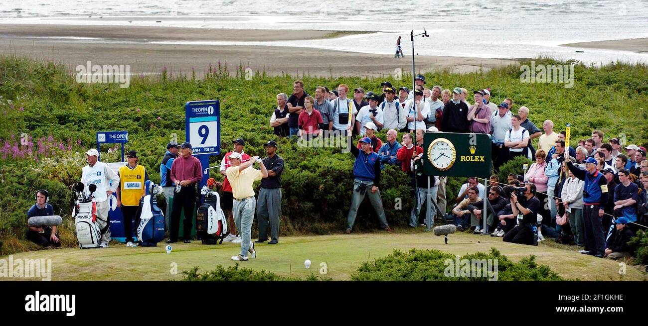 DER OFFENE GOLF IN TROON 2004 1ST TAG. LEE WESTWOOD Tee'S VON AM 9th 15/7/2004 BILD DAVID ASHDOWNOpen Golf Troon 2004 Stockfoto