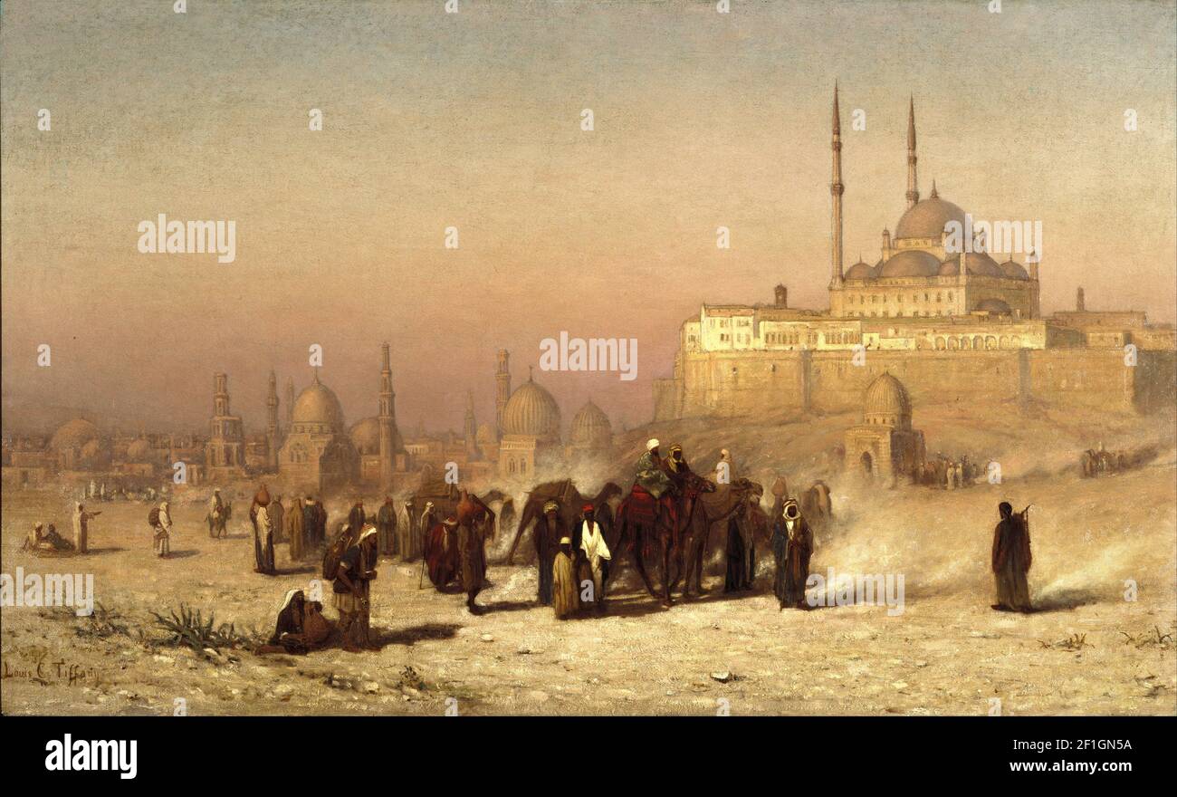 Louis Comfort Tiffany - auf dem Weg zwischen Alt-und Neu-Kairo, Zitadelle Moschee von Mohammed Ali, und Gräber der Mamelukes Stockfoto