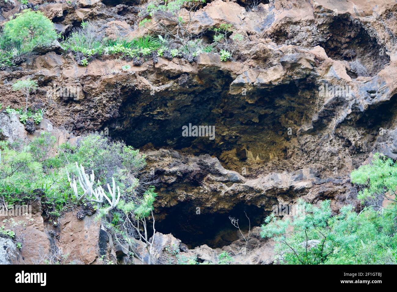Lavahöhle von La Palma Stockfoto