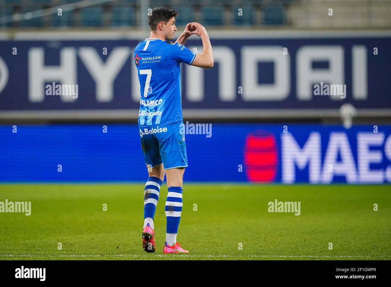 Gent Belgien Marz 8 Tor Von Roman Yaremchuk Von Kaa Gent Wahrend Des Jupiler Pro League Spiels Zwischen Kaa Gent Und Kv Oostende In Der Ghelamco Arena Auf Stockfotografie Alamy