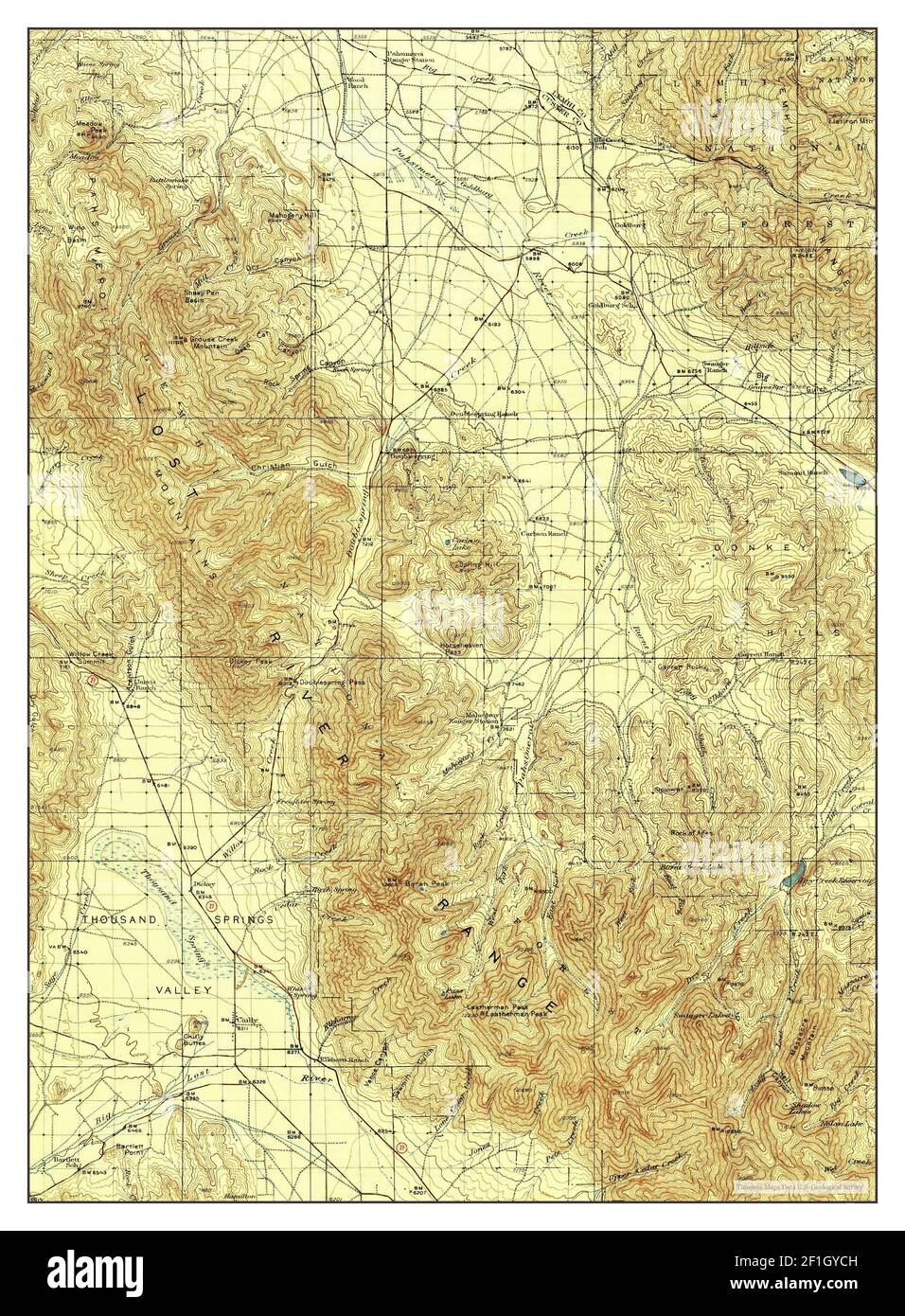 Borah Peak, Idaho, Karte 1938, 1:125000, Vereinigte Staaten von Amerika von Timeless Maps, Daten U.S. Geological Survey Stockfoto