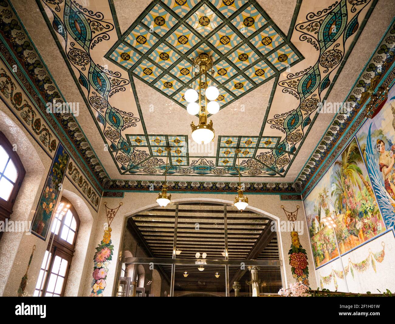 Mosaik im Nordbahnhof in Valencia, Spanien Stockfoto