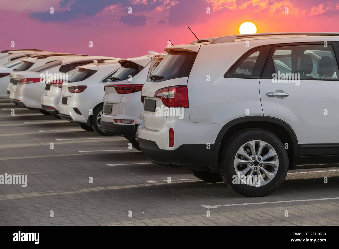 Autos für Verkauf Lager viel Zeile. Auto Dealer Inventory Stockfoto Autos für Verkauf Lager viel Zeile. Auto Dealer Inventory Stockfoto