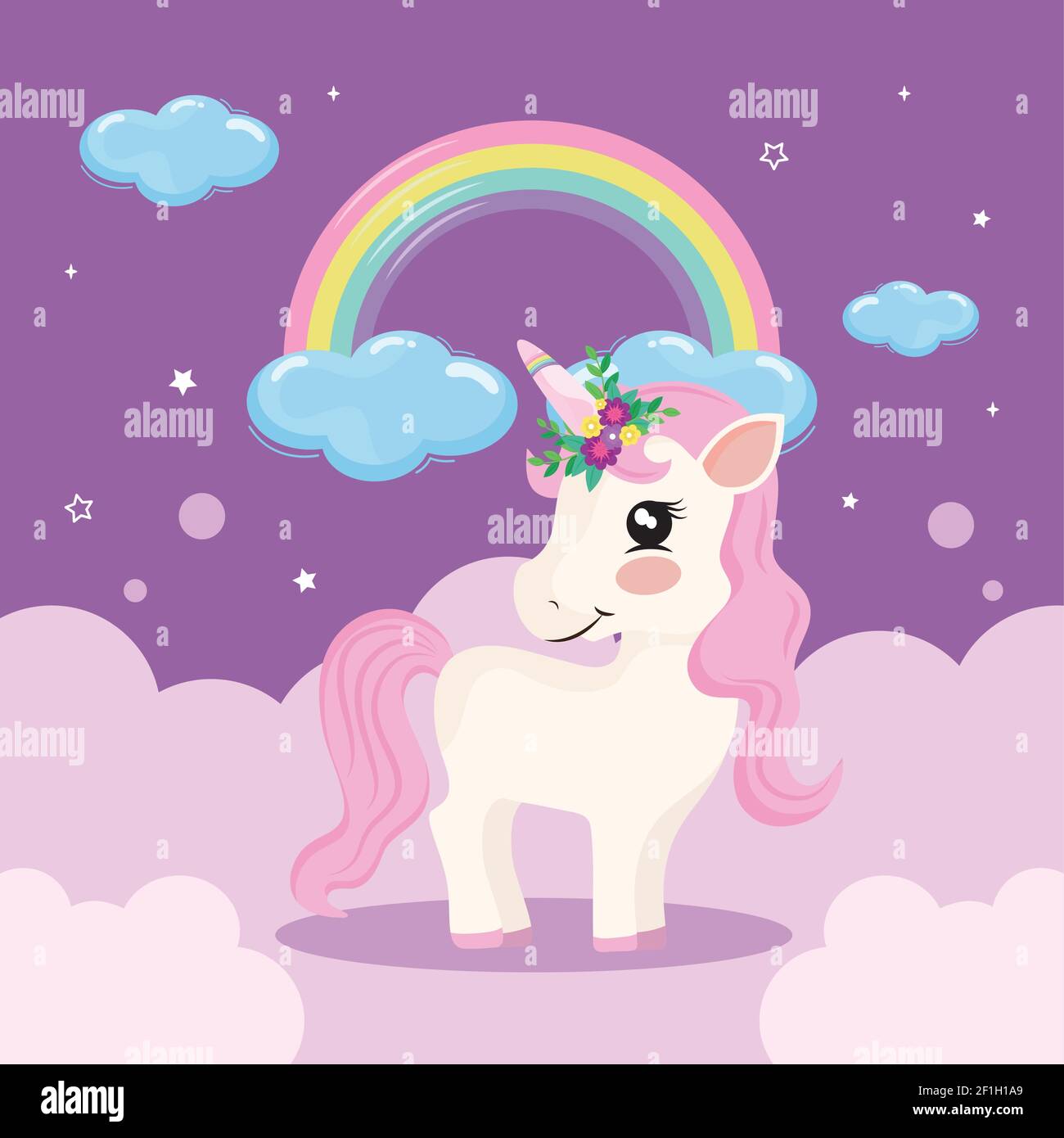 einhorn und Regenbogen Stock Vektor