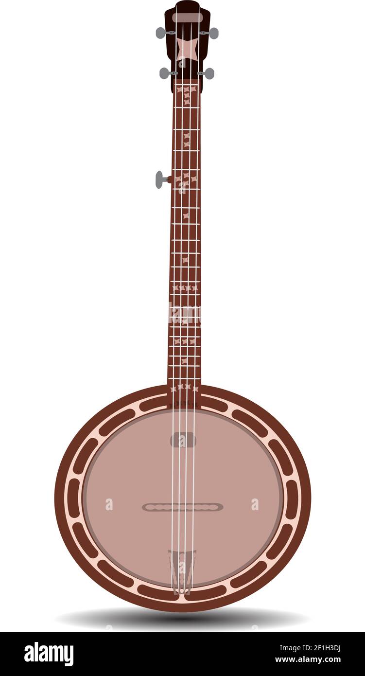 Vektor flache Illustration von Banjo, Musikinstrument Stock Vektor