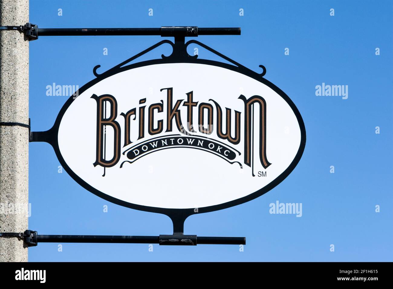 Oklahoma City, Oklahoma, USA. Bricktown-Schild. Stockfoto