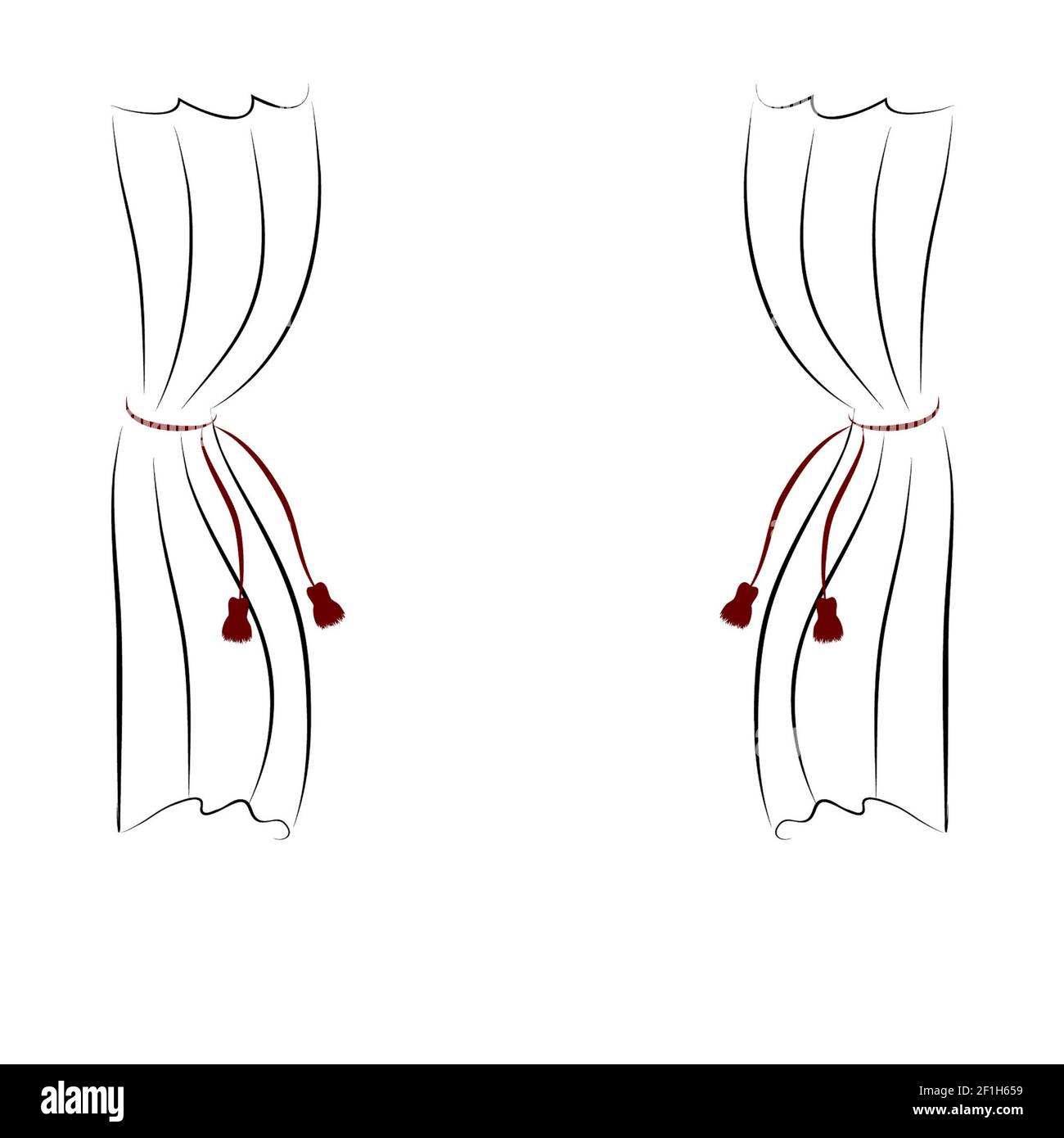 Silhouette Vorhang auf blauem Hintergrund isoliert Stockfoto
