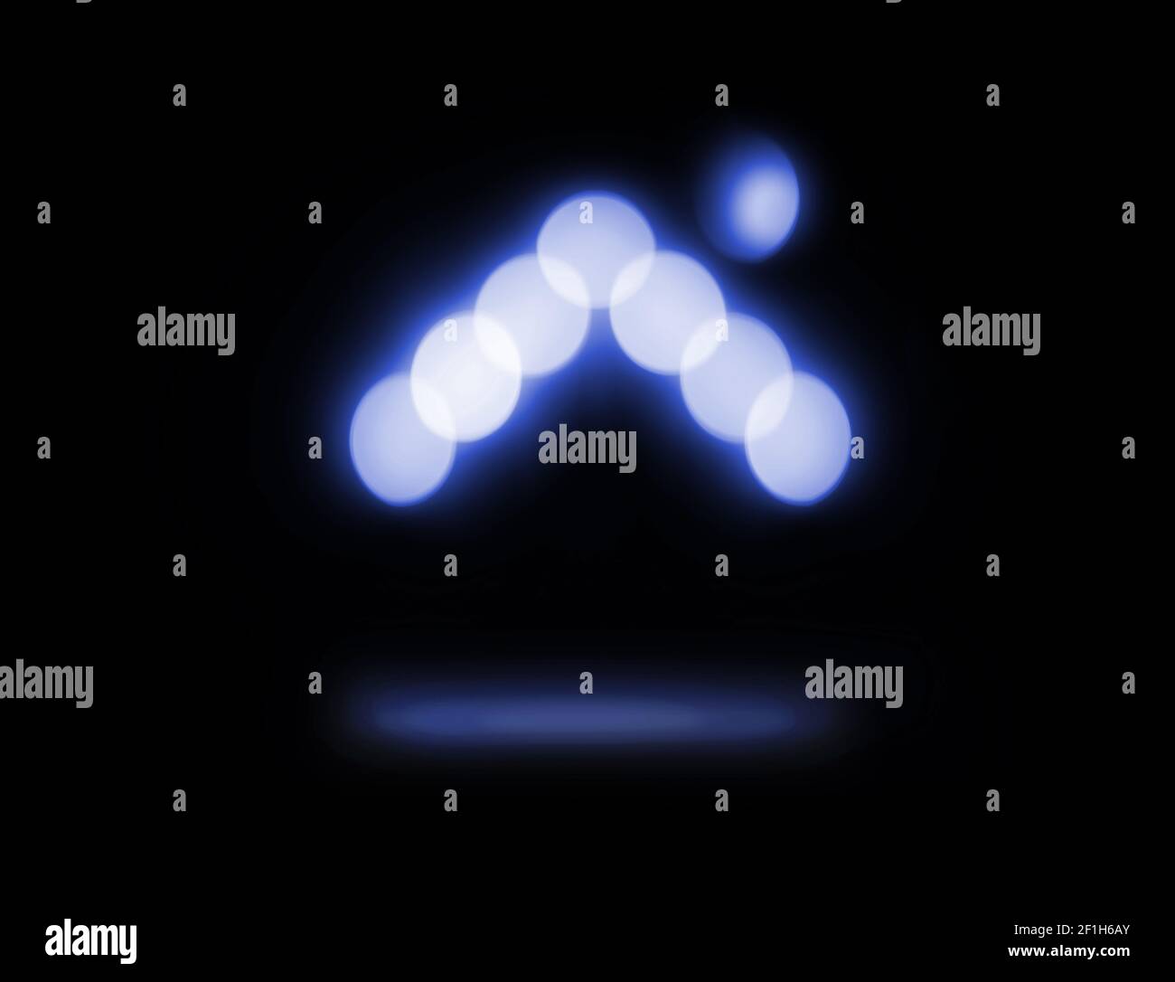 Das echte Bokeh mit leuchtendem Neon-Haus-Symbol Stockfoto