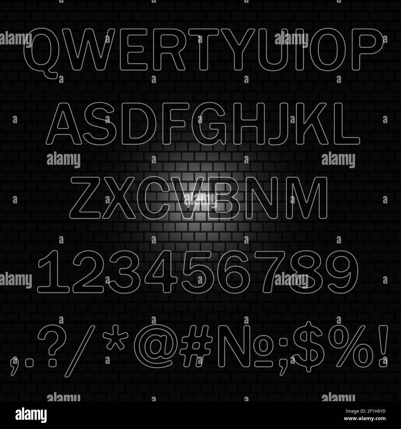 Alphabet, Vektor Background-Backstein Wand Stockfoto