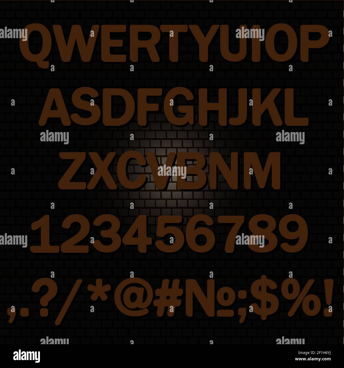 Alphabet, Vektor Background-Backstein Wand Stockfoto