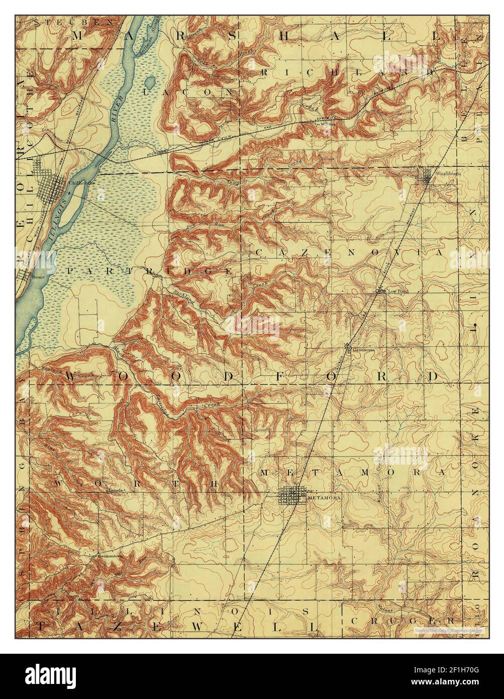 Metamora, Illinois, Karte 1893, 1:62500, Vereinigte Staaten von Amerika von Timeless Maps, Daten U.S. Geological Survey Stockfoto