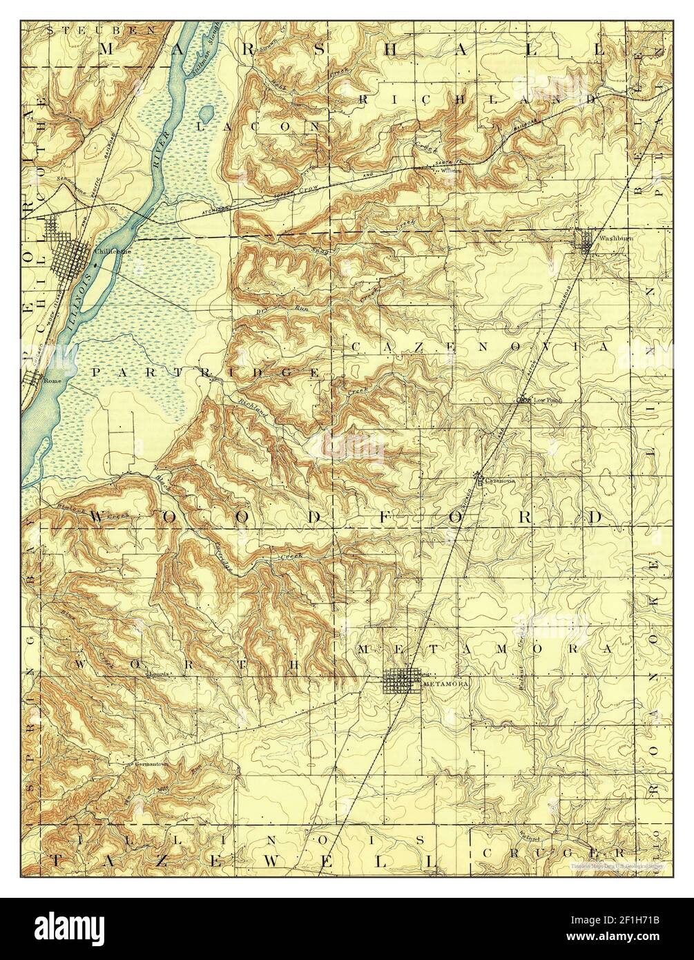 Metamora, Illinois, Karte 1893, 1:62500, Vereinigte Staaten von Amerika von Timeless Maps, Daten U.S. Geological Survey Stockfoto