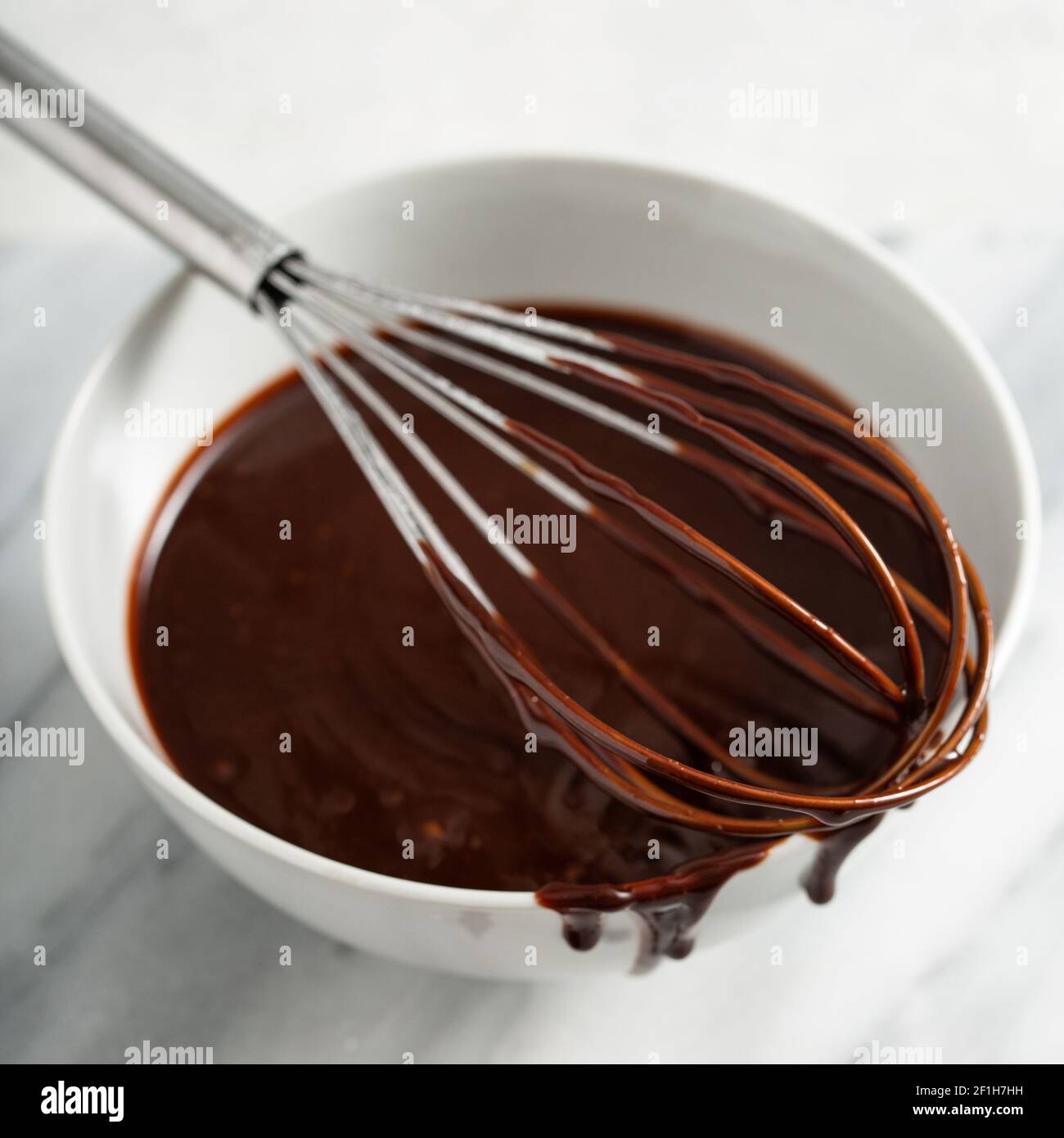 Herstellung von Schokoladenglasur oder Sauce Stockfoto
